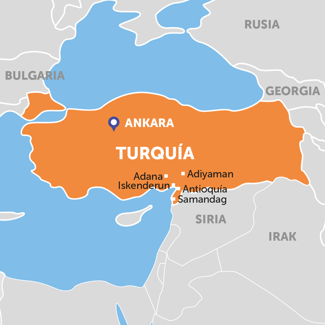 Mapa de Turquía · Terremoto 2023